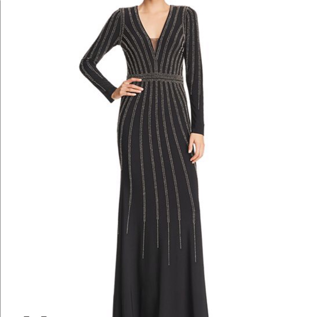 Aqua Long Sleeve Black Gown